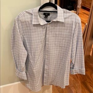 Blue plaid 100% cotton long sleeve button down